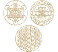 Exogio Juego de 3 Piezas de Arte de Pared de geometría Sagrada, Arte de Pared de Madera de 30 cm, Mandala Chakra, decoración de Pared de para Yoga, Sala de meditación, decoración del hogar