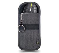 EXOSFER - Bolsa Faraday Antirrobo Coche para Llave Keyless - Bloque Señal RFID - Anti Pirataje Electrónico - Protección Tarjeta Bancaria NFC - Tejido Jeans (1 Funda Small)