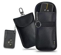 EXOSFER - Bolsa Faraday Antirrobo Coche para Llave Keyless - Bloque Señal RFID - Protección Telepeaje - Anti Pirataje Electrónico - Tejido Carbono (2 Fundas Medium)