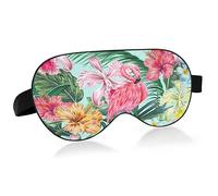 Exotic Flowers and Flamingos Sleep Mask Lightweight Soft Breathable Eye Mask with Adjustable Strap Blackout Eye Mask for Women Men for Travel Night Sleeping
