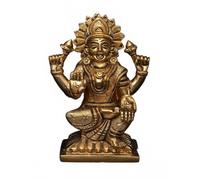 Exotic India Estatua de latón con cuatro diosas armadas Lakshmi Devi ídolo sentado en pedestal para el templo del hogar y decoración religiosa
