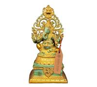Exotic India Estatua de latón de Lord Ganesha de 20 pulgadas sentada en pedestal con ídolo Kirtimukha para habitación Puja Mandir, decoración del hogar, oficina, decoración de mesa