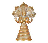 Exotic India - Estatua de latón Maharshi Patanjali Avatara de Adishesha de 15 pulgadas, hecha a mano, escultura de yoga para decoración del hogar y templo