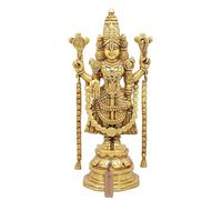 Exotic India Estatua de latón Tirupati Balaji de 4 brazos de 11 pulgadas con símbolos Vaishnava | Ídolo del Señor Venkateshvara para habitación Puja, oficina, decoración espiritual del hogar
