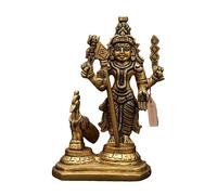 Exotic India Estatua pequeña de latón Murugan de pie de 5 pulgadas con pavo real | Ídolo Karttikeya Murugan para habitación Puja Mandir, decoración del hogar, oficina, decoración de mesa