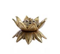 Exotic India Quemador ritual sagrado Dhoop Dani de latón con diseño de loto de 10 cm para langosto, guggul, y alcanfor Puja Dani tradicional indio para adoración diaria