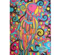 Exotic Parrot, 200 Unlined, Floral Detailed Page, 8x11, Hardcover Journal, Art Pad, Sketchbook, Drawing Book: Made With Hand-Drawn And Created Art By: Artist Mary Elisabeth Linder @ MaryEMade