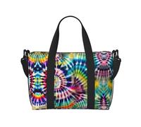 Exotic Tribe - Bolsa de transporte versátil con estampado de teñido anudado, ideal para negocios, deportes, estancias de fin de semana, color negro, talla única, Black, Talla única