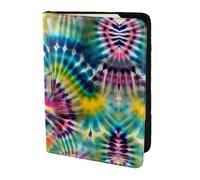 Exotic Tribe - Funda de piel con estampado de teñido anudado para pasaporte, para mujeres y hombres, cartera de viaje para pasaporte, Negro -, Talla única