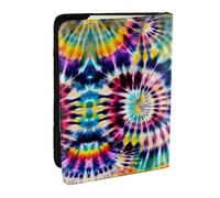 Exotic Tribe - Funda para pasaporte con estampado de teñido anudado con tarjetero de crédito, funda de cuero para pasaporte, para mujeres y hombres, identificación familiar, viajes, Black, Talla única