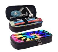 Exotic Tribe - Neceser de piel con estampado de teñido anudado, funda de piel con solapa, monedero espacioso, bolsa de almacenamiento, color negro, talla única, Negro, One Size