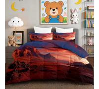 Exótico juego de cama occidental de 240 x 220 cm, sin funda, lavable, multicolor, no necesita planchado, apto para la piel, tamaño doble, con 2 fundas de almohada para niños