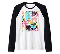 Exótico, patrón, con, creativo, frutas., mano, dibujado, moda, Camiseta Manga Raglan