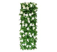 Expandable Artificial Ivy Fence - Faux Greenery Hedge Panels, Decorative Trellis Screen with White Flowers | Artificial Hedge Privacy Garden Wall for Backyard, Balcony, Patio, and Outdoor Home Decor