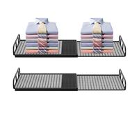 Expandable Closet Shelf Adjustable No Drill Metal Cabinet Organizer