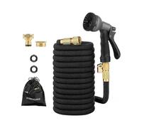 Expandable Garden Hose, Iconntechs 30M/100Ft Retractable Hose 3/4" & 1/2" Eu Standard Solid Brass Fittings Flexible Water Hose with Shut Off Valve 8 F