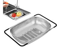 Expandable Over Sink Colander, Stainless Steel Colander with Handle, Fine Mesh Large Colander - Perfect Strainer Basket for Straining and Rinsing Cooked Ingredients