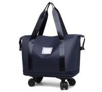 Expandable Travel Duffel Bag with Wheels,Large Rolling Capacity Travel Bags for Women & Men,Wheel Detachable (Blue)