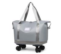 Expandable Travel Duffel Bag with Wheels,Large Rolling Capacity Travel Bags for Women & Men,Wheel Detachable (Grey)