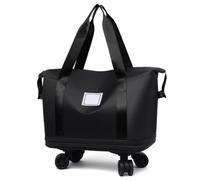 Expandable Travel Duffel Bag with Wheels,Large Rolling Capacity Travel Bags for Women & Men,Wheel Detachable (Black)