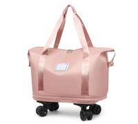 Expandable Travel Duffel Bag with Wheels,Large Rolling Capacity Travel Bags for Women & Men,Wheel Detachable (Pink)