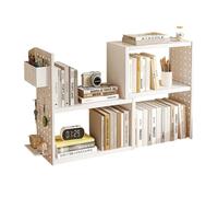 Expandable Wooden Modern Minimalist 90°Rotating Bookshelf Desktop Open Corner Bookcas Organiser Adjustable Desktops Storage Shelf for Home Office Living Room Bedroom(Zwart)