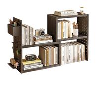 Expandable Wooden Modern Minimalist 90°Rotating Bookshelf Desktop Open Corner Bookcas Organiser Adjustable Desktops Storage Shelf for Home Office Living Room Bedroom(Blanco)