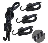 Expansor ajustable con ganchos de metal, juego de 4 unidades, 100 cm, tensor de equipaje plano, cuerda de goma negra, tensor de goma extrafuerte para toldo, jardín, bicicleta, coche, lonas (negro)