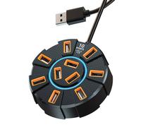 Expansor de puerto USB, concentrador USB 3.0 de 10 puertos y estación de acoplamiento 4K, transferencia de datos rápida de 5 Gbps con divisor de lector de tarjetas para laptop, escritorio, PC y