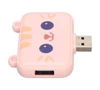 Expansor de Puerto USB, Plug and Play, Compatible con Carga Rápida de Dibujos Animados Portátil 3 en 1 Concentrador USB para Teclado de PC (Rosa)