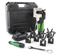 Expansor de tubo hidráulico y kit de herramientas de ensanchamiento eléctrico, inalámbrico para tubos de cobre suave/aluminio/latón, herramienta excéntrica de 45° con 8 portabrocas