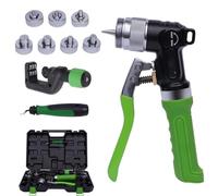 Expansor de tubos hidráulico compacto, kit profesional de herramientas de prensado for tubos de cobre, con cortador de tubos y 7 cabezales expansores for tubos de cobre de 3/8 a 1-1/8 pulgadas