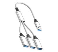 Expansor divisor USB trenzado de 3 puertos USB, compatible con teclados de impresora, carga para cable de transferencia de datos móvil
