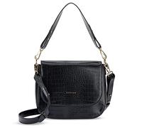 Expatrié Bolso Bandolera Mujer Negro Croco - Louise Large - Bolso de Hombro Elegante - Bandolera Cotidiano de Cuero Vegano - Bolso de Sillín con Correa ajustable