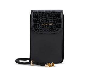 Expatrié Bolso Movil Mujer Negro - Amelie - Bolso Pequeño - Mini Bolsa Bandolera Para Ocio y Festivales - Elegante Cartera Moderna para Fundas de Móviles