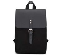 Expatrié Mochila Mujer Pequeña Negra Anna” Mochilas Casual Hecho Algodón & Cuero Vegano - Bolso Negro Vintage Mujeres de Viaje y Ocio - Moderna Mini Bolsa con Cierre Magnético