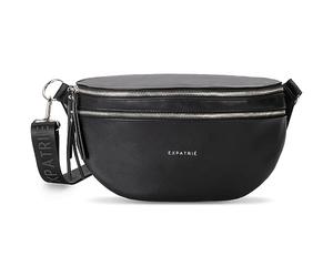 Expatrié Riñonera Mujer Negro - Alice Large - Bolso Canguro de Cuero Vegano para Festivales, Viajes y Todos los Días - Bolsa de Cintura Elegante - Repelente al Agua