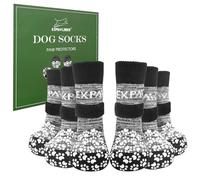 EXPAWLORER 3 pares de calcetines antideslizantes para perros que dejan de lamer, protector de patas de perro con agarres de doble cara de tracción fuerte, zapatos ajustables para perros mayores, suelo