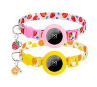 EXPAWLORER Airtag - Collar para gato, paquete de 2 collares de seguridad ligeros para Airtag, soporte oculto para rastreador GPS para niñas, niños, gatos y cachorros con campana, ajustable de 7.9 a