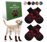 EXPAWLORER Calcetines para perros para evitar lamer patas, 5 zapatos antideslizantes para pavimento caliente, botines para perros pequeños, medianos y grandes, botas y protectores de patas para suelos