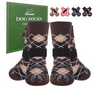 EXPAWLORER Calcetines para perros para evitar lamer patas, zapatos para perros para pavimento caliente, 4 calcetines antideslizantes de doble cara con pinzas, botines para perros pequeños, medianos y