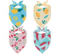 EXPAWLORER Juego de 4 pañuelos de enfriamiento para perros, bandana hawaiana para perros, esencial de verano para mascotas, bufanda triangular con bonito patrón de frutas para perros pequeños