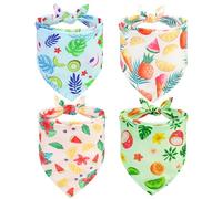 EXPAWLORER Juego de 4 pañuelos refrescantes para perros hawaianos, bufandas triangulares de verano con bonitos patrones de frutas para perros pequeños, medianos y grandes, XL