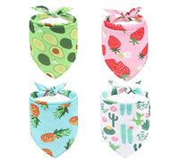 EXPAWLORER Juego de bandana refrescante para perro, paquete de 4 bandanas hawaianas para perro, bufandas triangulares de verano con bonitos patrones de frutas para perros pequeños, medianos y grandes