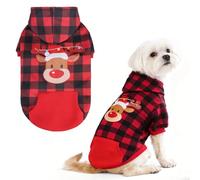 EXPAWLORER Sudadera con capucha a cuadros para perro, estilo británico, suéter cálido para perro con agujero para correa, trajes de ropa de Pitbull, abrigo de invierno para todas las razas, ropa de