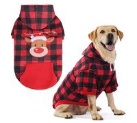 EXPAWLORER Sudadera con capucha a cuadros para perro, estilo británico, suéter cálido para perro con agujero para correa, trajes de ropa de Pitbull, abrigo de invierno para todas las razas, ropa de