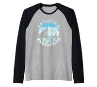 Expedición A La Antártida Continente Retro Antártida Camiseta Manga Raglan