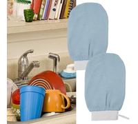 Experiencia de spa marroquí en casa con 2 guantes exfoliantes para cuidado de limpieza profunda (2 piezas azules)