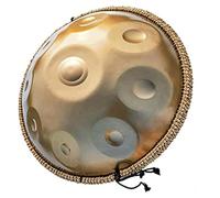 EXPERIENCIA TONAL RELAJANTE: Tambor de lengüeta de acero de 9/10/12 tonos, 22 pulgadas, re menor 440 Hz, con estuche blando for prácticas integradas de sanación con sonido y yoga(Gold,10 Notes)