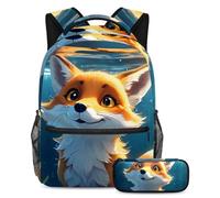 Experimenta la comodidad y la comodidad con nuestro juego de mochila escolar para niños, perfecto para viajes y escuela, el encantador zorro nada bajo el agua, Multicolor#05, B:29.4x20x40cm\